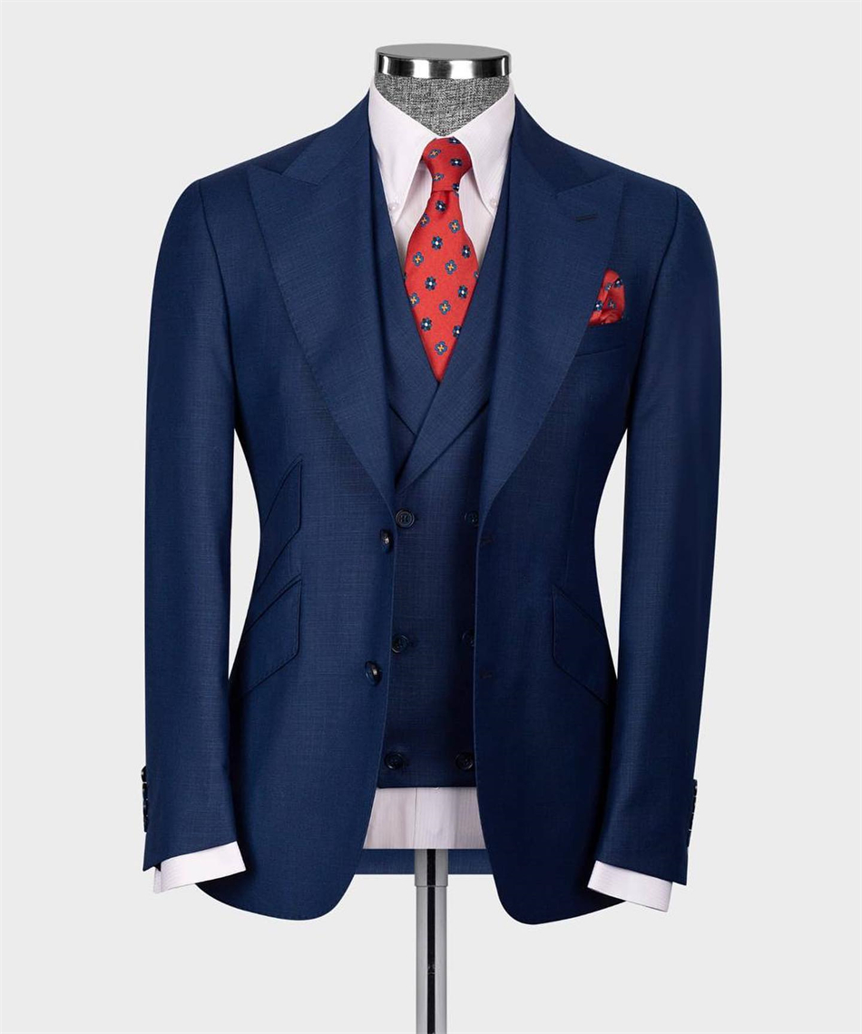 Men Formal Wear With Blazer - أنيقة الأزرق الداكن الكلاسيكية الزفاف سهرة