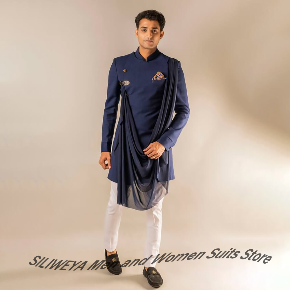 Men Formal Wear Indian - أنيقة الرجال الأزرق الداكن النمط الهندي