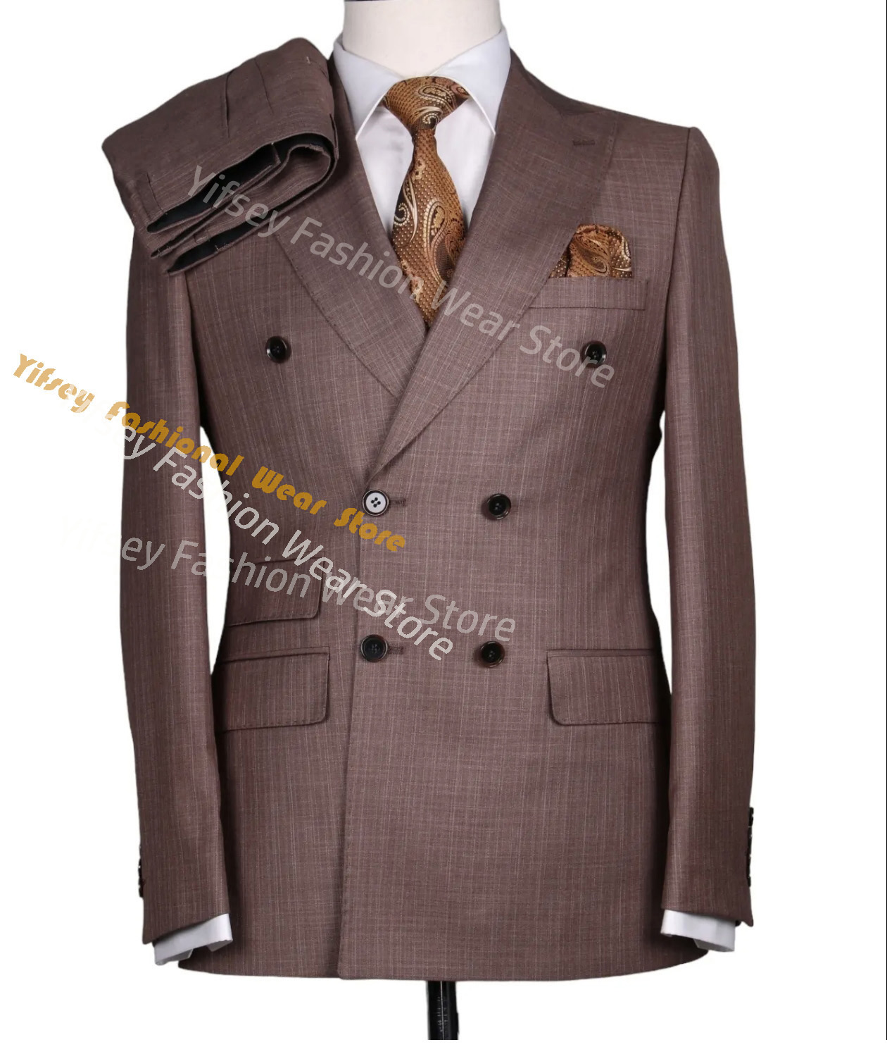Latest Men Formal Wear - طقم بدلة رجالي صيفي بني، جاكيت