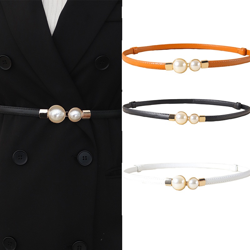 Formal Belt Leather Thin - أنيقة خمر اللؤلؤ الخصر سلسلة رقيقة