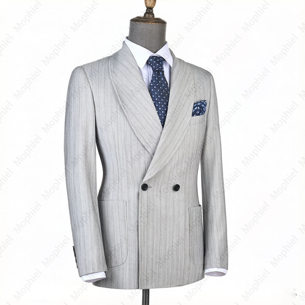 بدلة رجالية رمادية فاتحة من مو - مراجعة Men Formal Wear With Blazer وسعره