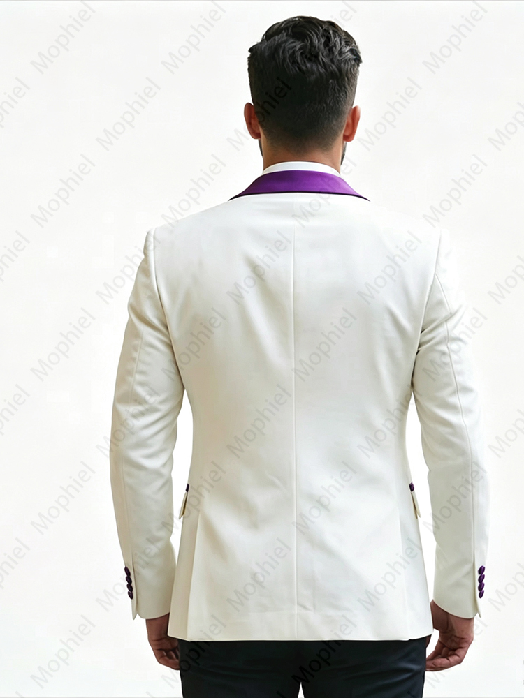 بدلات رجالية بيضاء 3 قطع بقصة  - مراجعة Men Formal Wear With Blazer وسعره